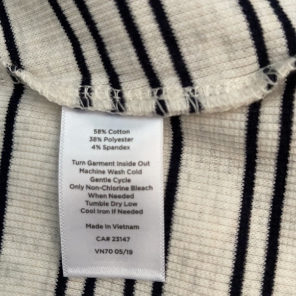 new Talbots Black Beige Stripes Cowl Neck Top US MP - Picture 5 of 6